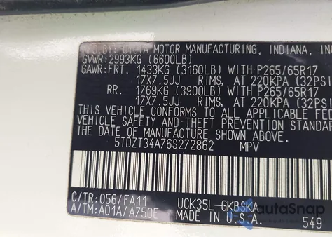 2006 Toyota Sequoia Sr5 V8 from USA, damaged, VIN 5TDZT34A76S272862